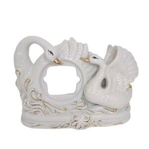 Vintage Swans Lusterware Iridescent White Gold with Center Frame Area RARE